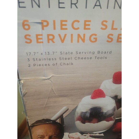 NIB Wolfgang Puck Slate Tray with 3 Cheese Knives Charcuterie Set - Picture 3 of 10